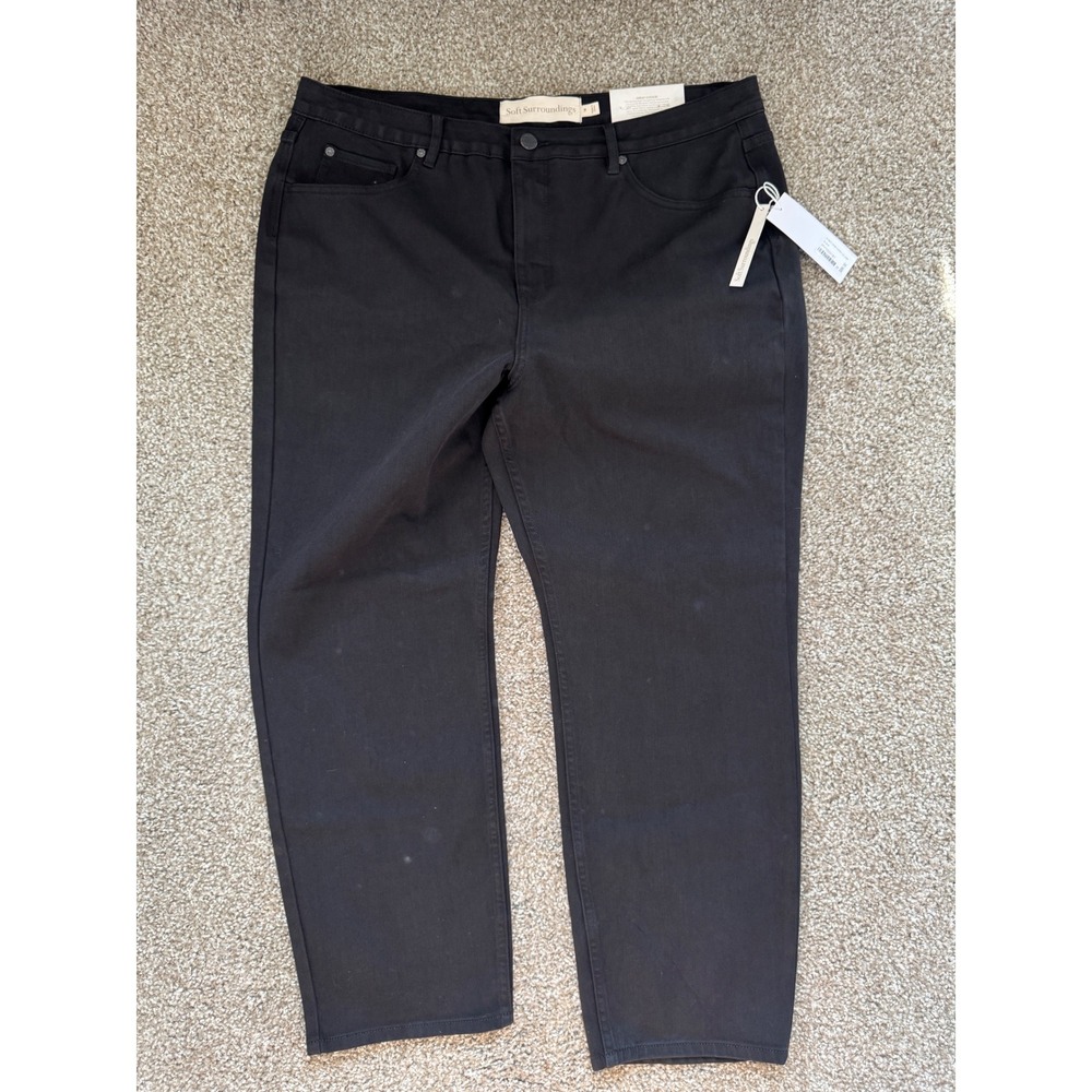 Soft Surroundings Ultimate Denim Straight Leg Jeans Black High Rise 18 y2